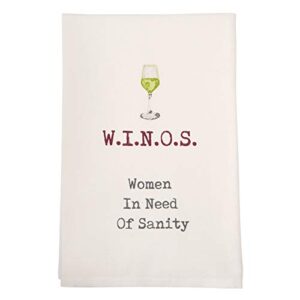 mud pie wine hand (winos) dish towel, white