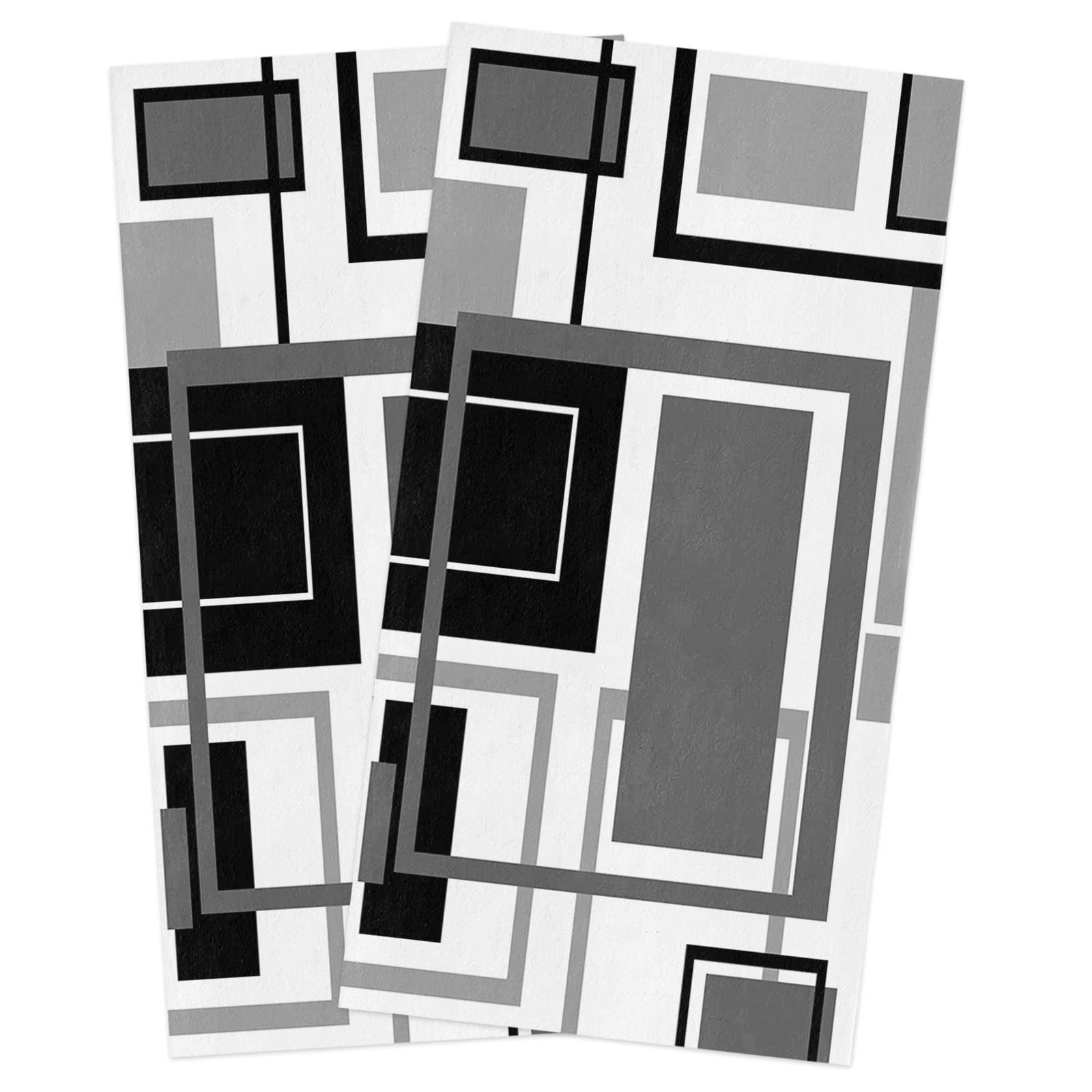 PIEPLE Gray Black Geometric Kitchen Towels - 2 Pack Microfiber Absorbent Dish Towels for Kitchen, Modern White Abstract Art Aesthetics Farmhouse Kitchen Hand Towels/Tea Towels/Bar Towels 18"x28"