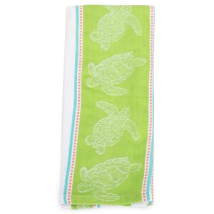 dii design imports sea turtle jacquard kitchen towel dishtowel. 18 x 28". 100% cotton hanging loop machine wash