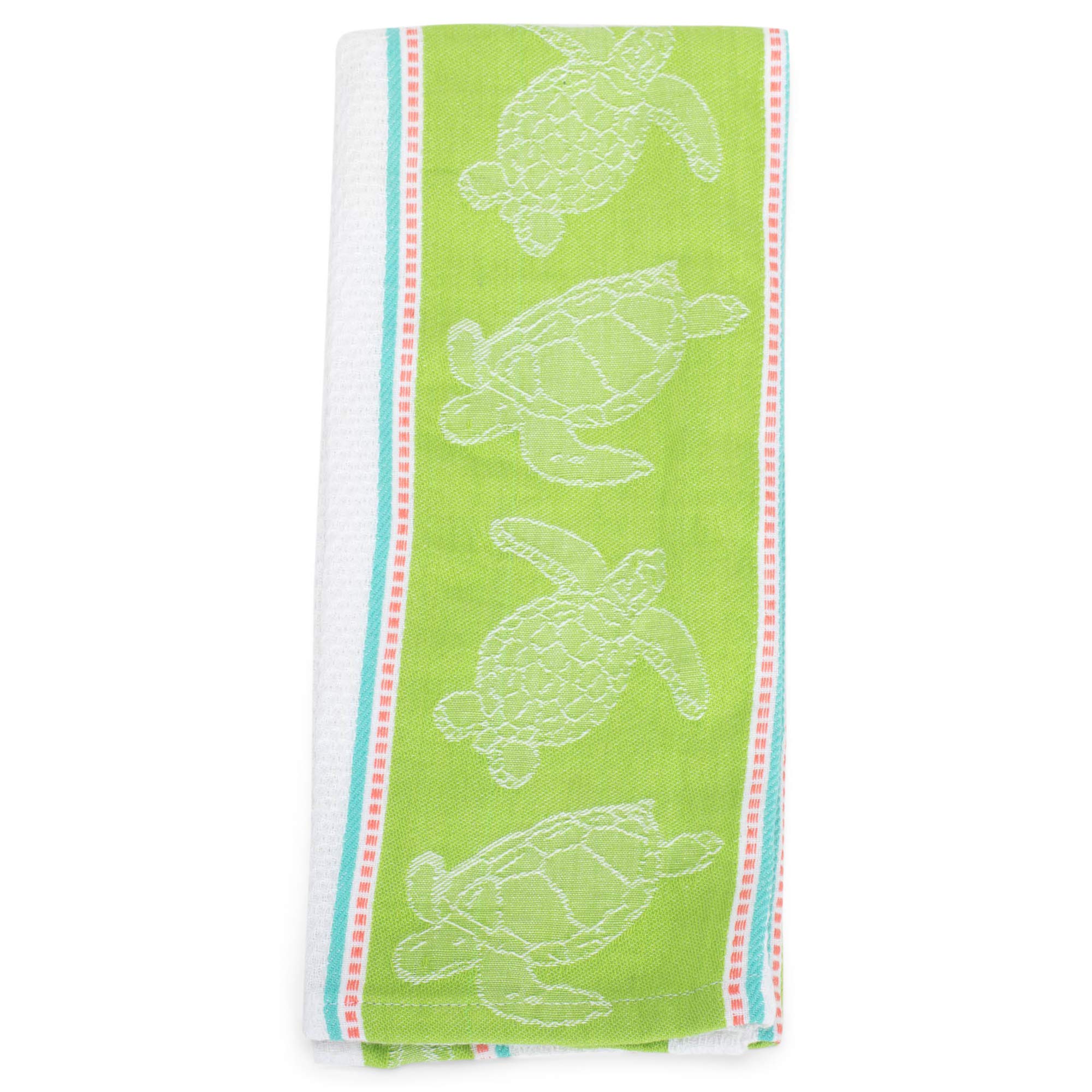 DII Design Imports Sea Turtle Jacquard Kitchen Towel Dishtowel. 18 X 28". 100% Cotton Hanging Loop Machine Wash