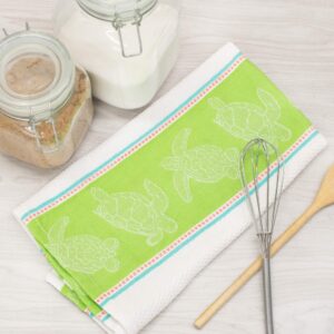 DII Design Imports Sea Turtle Jacquard Kitchen Towel Dishtowel. 18 X 28". 100% Cotton Hanging Loop Machine Wash