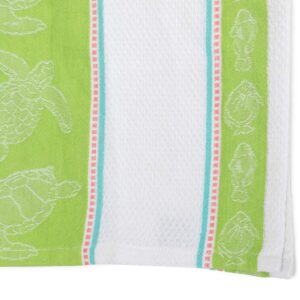 DII Design Imports Sea Turtle Jacquard Kitchen Towel Dishtowel. 18 X 28". 100% Cotton Hanging Loop Machine Wash