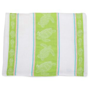 DII Design Imports Sea Turtle Jacquard Kitchen Towel Dishtowel. 18 X 28". 100% Cotton Hanging Loop Machine Wash