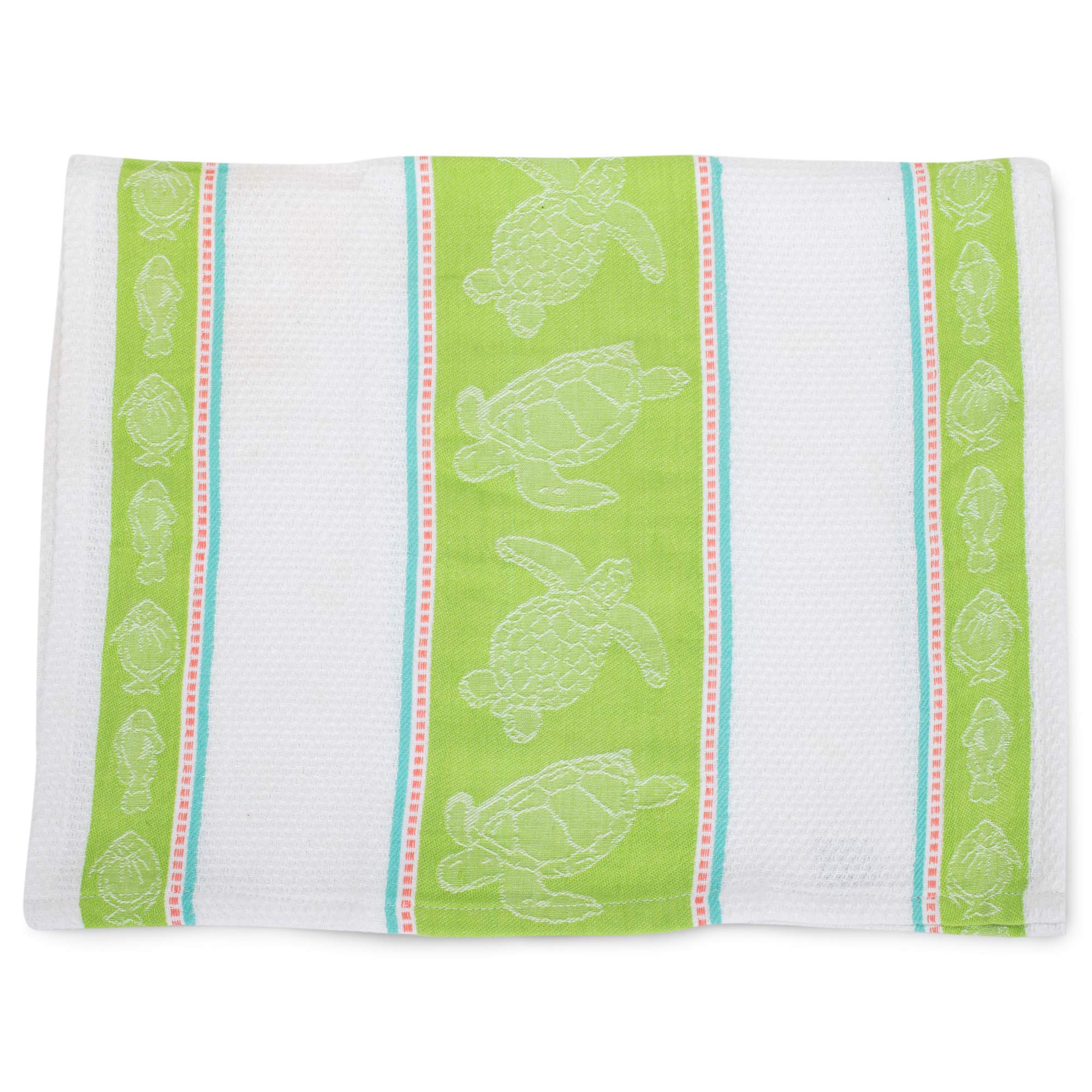 DII Design Imports Sea Turtle Jacquard Kitchen Towel Dishtowel. 18 X 28". 100% Cotton Hanging Loop Machine Wash