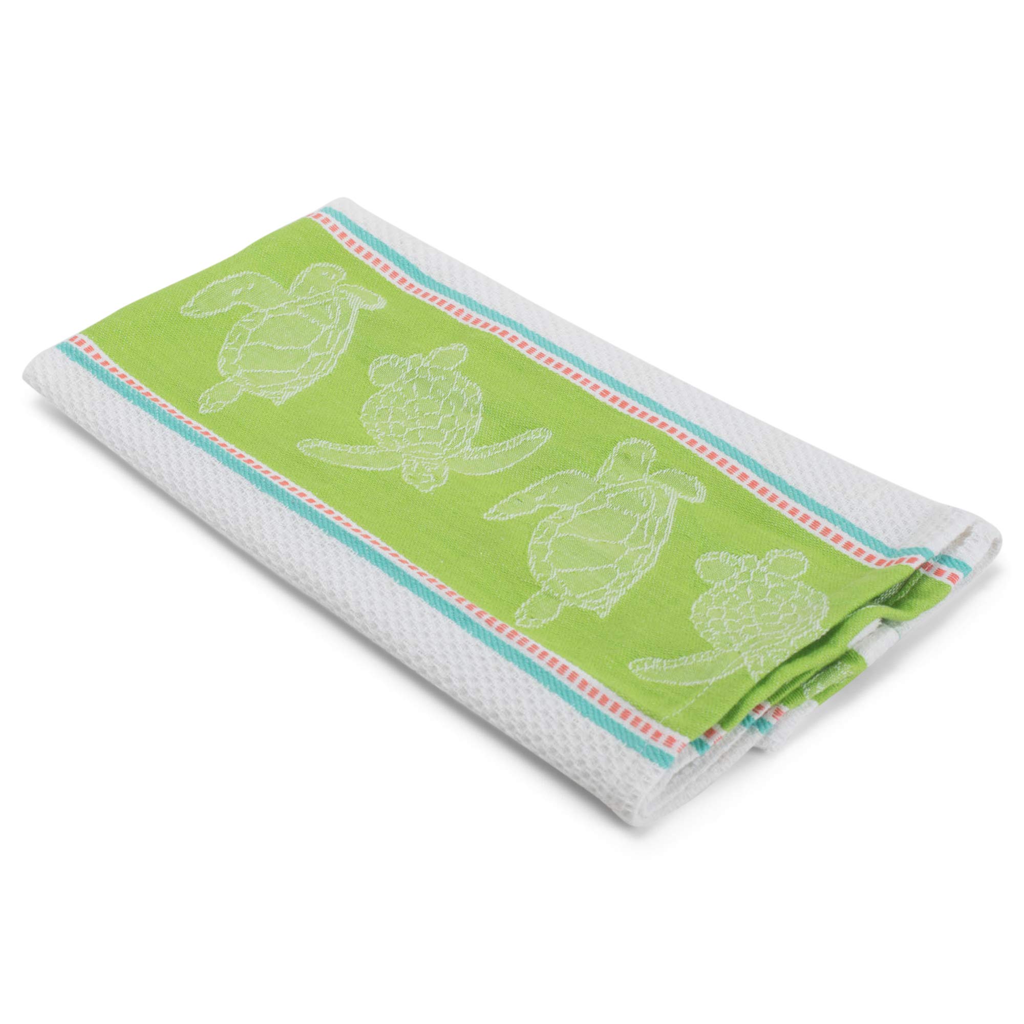 DII Design Imports Sea Turtle Jacquard Kitchen Towel Dishtowel. 18 X 28". 100% Cotton Hanging Loop Machine Wash