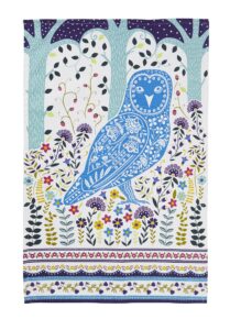 ulster weavers tea towel cotton, durable & machine washable, eco-friendly design, ideal size, animal theme, woodland owl, blue