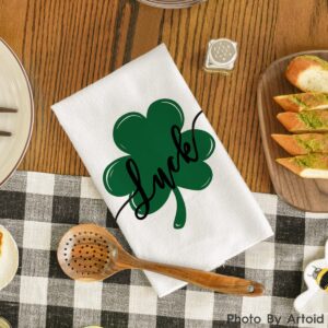 Artoid Mode Green Clover Shamrock Lucky St. Patrick's Day Dish Towels Kitchen Towels, 18x26 Inch Holiday Decoration Seasonal Hand Towels Set of 2