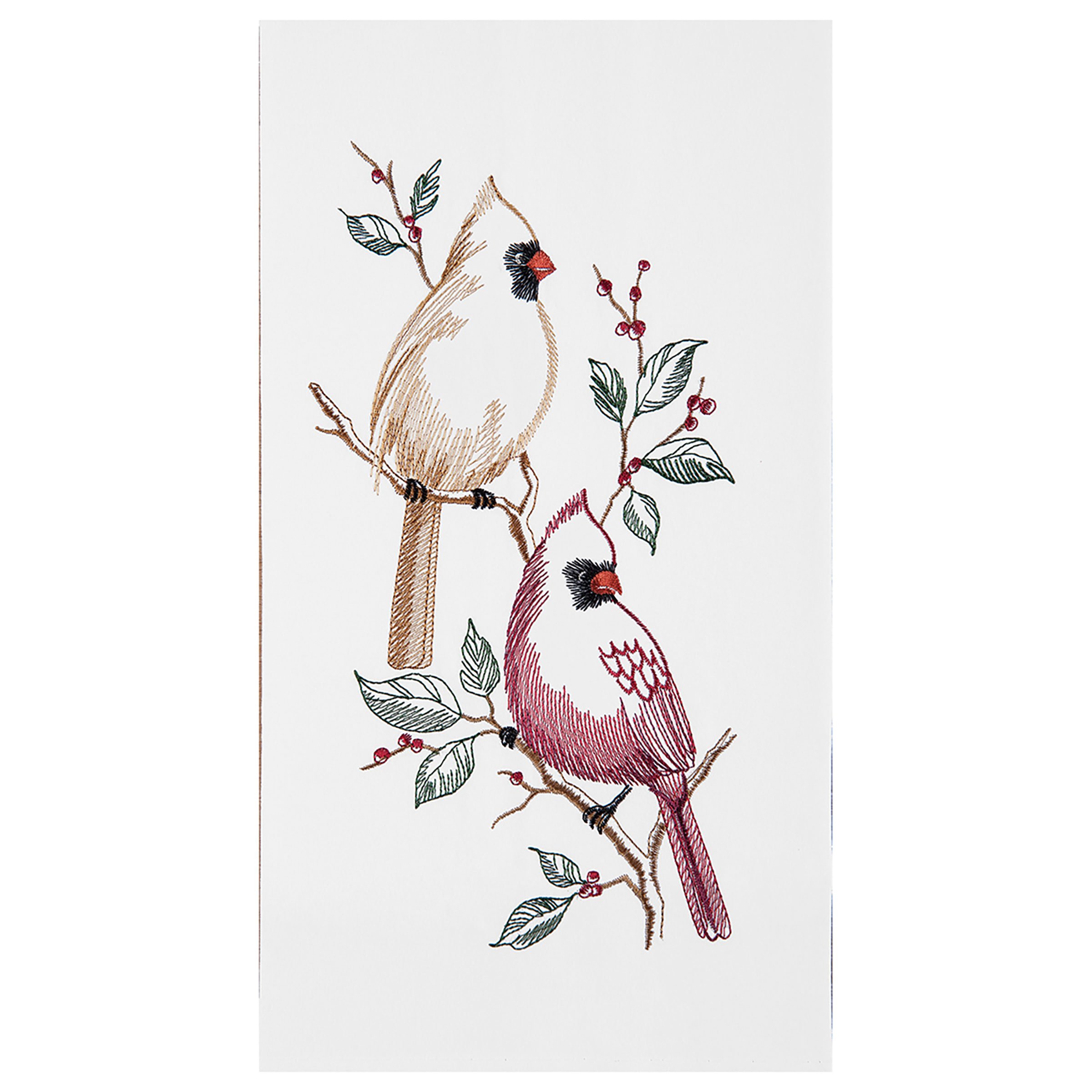 C&F Home Red and White Cardinal Birds in Tree Flour Sack Christmas Kitchen Dish Towel Decor Decoration 27L x 18W in. 18" x 27" White