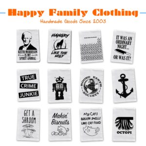 Happy Family Clothing Funny Kitchen Tea Towels, Decorative Flour Sack Dish Towels, Dishcloths Gift Set of 2 (Keith Morrison & Ordinary Night - 2 Pack)