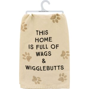 primitives by kathy this home is full of wags & wigglebutts kitchen towel
