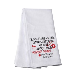 pwhaoo horror movie kitchen towel blood stains are red kitchen towel crime show fan gift (blood stains t)