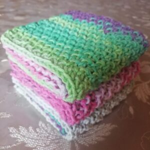 Colorful Set 3 Cotton Washcloths Super Absorbent Reusable Dishcloths Knitwear Square Soft Ecology Rags