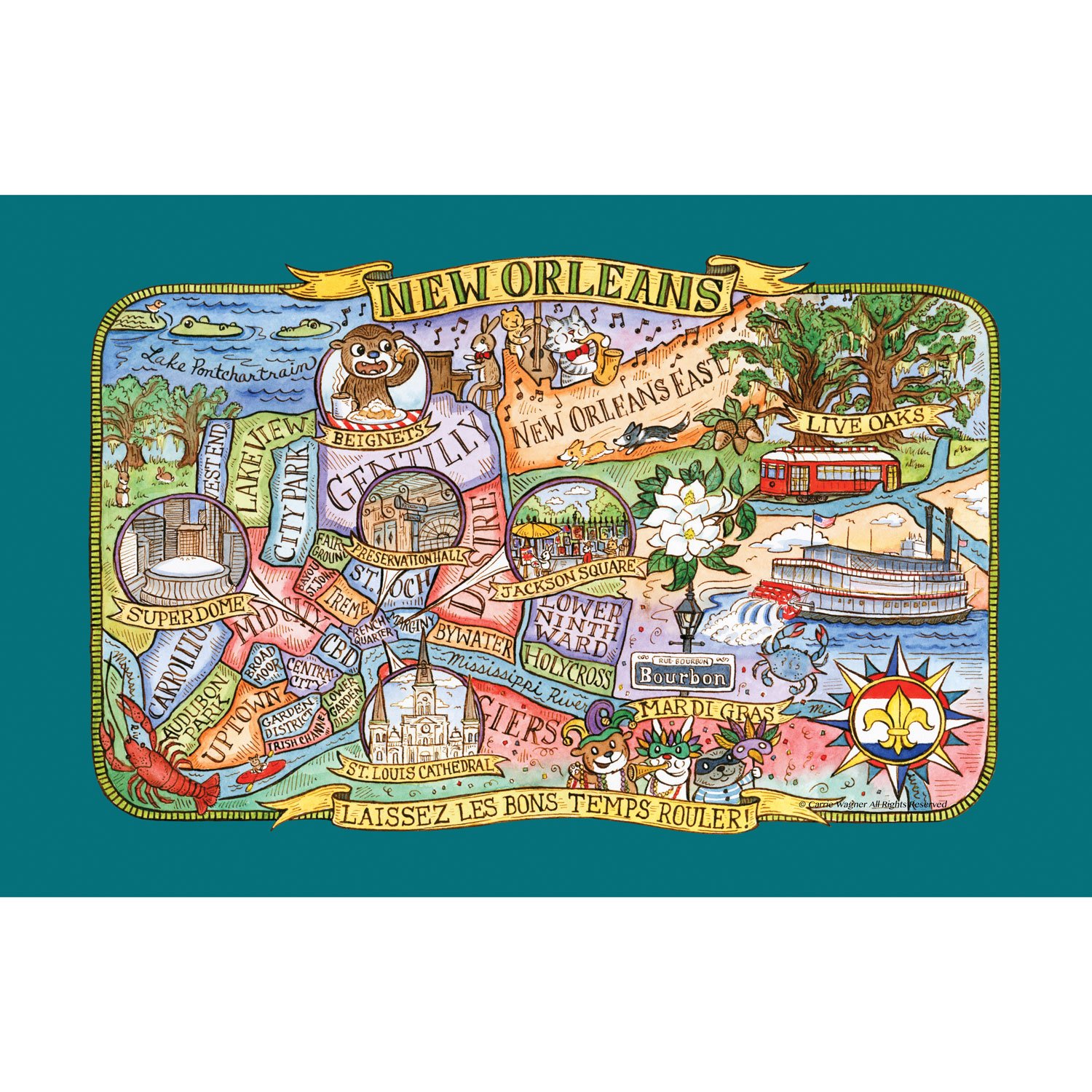 Kay Dee Designs F2170 Adventure Destinations Poster Style Tea Towel, New Orleans