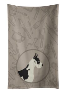 caroline's treasures ck2189ktwl great dane in the kitchen kitchen towel dish cloths guest hand towel decorative bathroom towel for face,tea, dishcloth, kitchen and bath