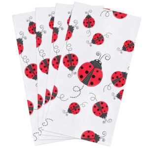 meet 1998 red ladybug kitchen towels, set of 4 hand drying towel, soft absorbent multipurpose cloth tea towels for cooking baking, nature insect print washable dish towels cloth 18x28 inch