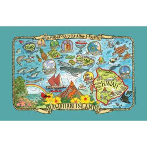 kay dee designs adventure destinations hawaii map tea kitchen towel, 18" x 28", various
