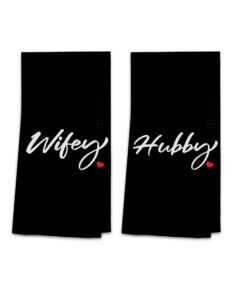 ohsul wifey and hubby highly absorbent bath towels set of 2,hubby wifey beach towels for couples,wedding anniversary valentine’s gift for couples,wife husband gifts