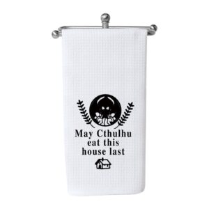 wcgxko great old ones home decor kitchen flour sack towel may cthulhu eat this house last (may cthulhu)