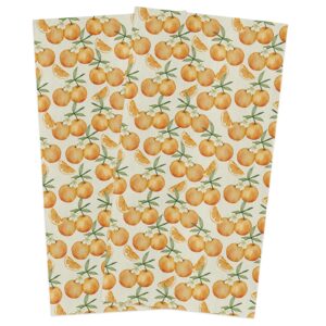 mueninele dish cloths kitchen towels, orange fruit print vintage farmhouse style dishcloths soft reusable cleaning cloths absorbent dish towels for household cleaning, 2 pack, 18"x28"