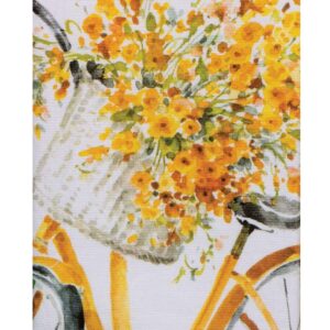 DHE 2 Piece Sweet Spring Yellow White Bike and Forsythia Kitchen Dual Purpose Towel Bundle