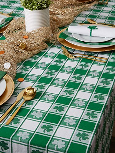 DII St. Patrick's Day Collection Tabletop, Tablecloth, 60x84, Shamrock Check