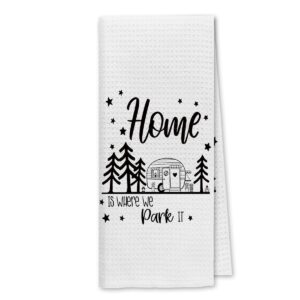 dibor home is where we park it camping kitchen towels dish towels dishcloth,woodland rv trailer decorative absorbent drying cloth hand towels tea towels for bathroom kitchen,campers gifts