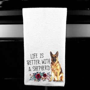 Life is Better with a German Shepherd Microfiber Kitchen Tea Bar Towel Gift for Animal Dog Lover