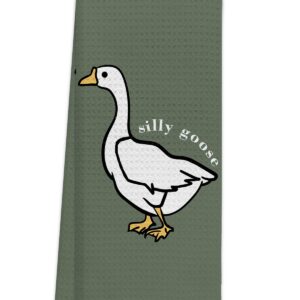 TUNW Silly Goose Funny Cartoon Goose Soft and Absorbent Kitchen Towels Dishcloth,Christian Hand Towels Dish Towels 16″×24″, Christian Gifts, Funny Goose Gifts, Goose Lover Gifts