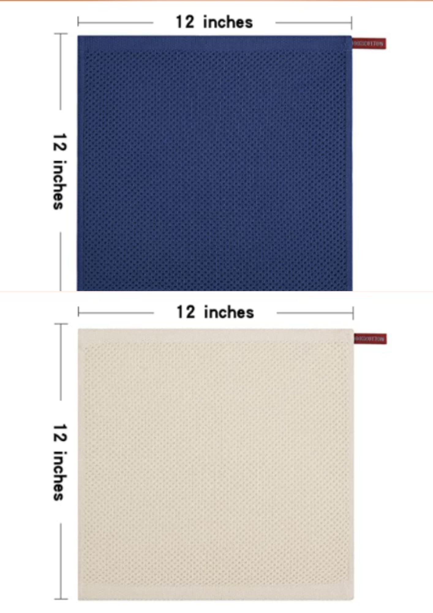 JuliaNa Home and Decor Waffle Weave Kitchen Towels, 100% Cotton, Set of 4 Cloths for Washing Dishes, Kitchen Dish Towels 12x12 Inches, Cream White and Blue