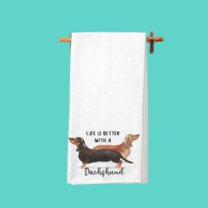 Watercolor Life is Better with a Dachshund Microfiber Kitchen Tea Bar Towel Gift for Animal Dog Lover