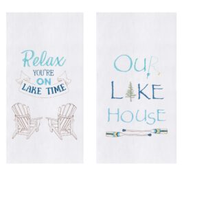 playing with scissors c&f 2 piece kitchen bundle-2 flour sack embroidered lake house towels