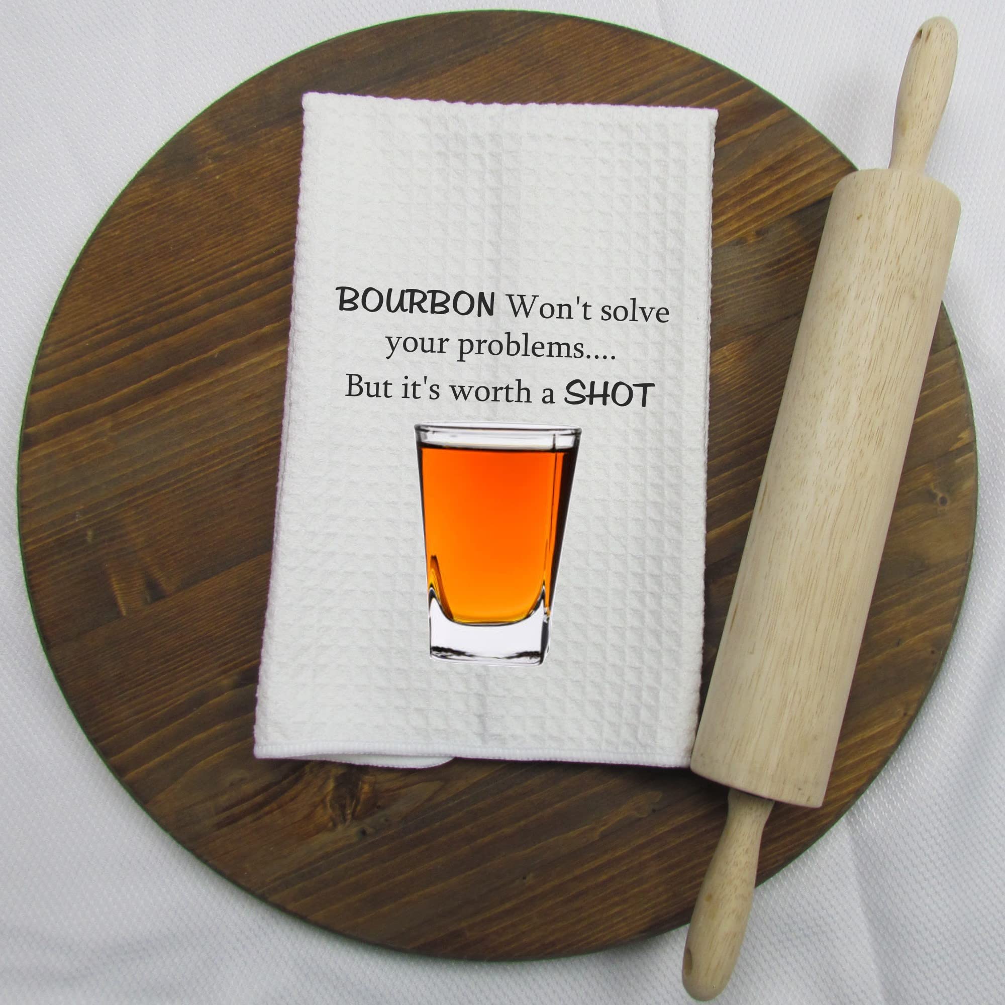 Home Bar, Dish Towels, Kitchen Towel, Tea Towels, Bar Towel, Bourbon, Funny Bar Towel, Bourbon Bar, House Bar, Funny Dish Towel, Bourbon Wont Solve Your Problems But It's Worth A Shot Bar Towel