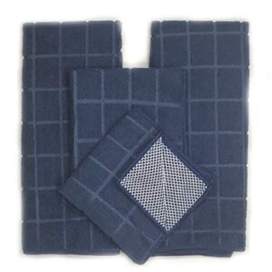Home Collection 8 Piece Kitchen Towel Set with Dish Cloths, Pot Holders, and Oven Mitt Bundle (Blue)