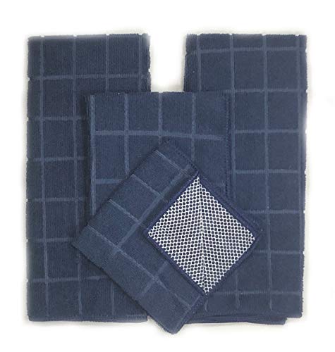 Home Collection 8 Piece Kitchen Towel Set with Dish Cloths, Pot Holders, and Oven Mitt Bundle (Blue)