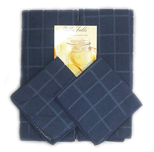 Home Collection 8 Piece Kitchen Towel Set with Dish Cloths, Pot Holders, and Oven Mitt Bundle (Blue)