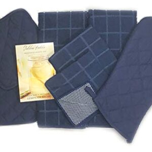 Home Collection 8 Piece Kitchen Towel Set with Dish Cloths, Pot Holders, and Oven Mitt Bundle (Blue)