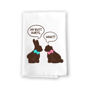 honey dew gifts funny kitchen towels, my butt hurts what flour sack towel, 27 inch by 27 inch, 100% cotton, multi-purpose towel, easter bunny decorations for the home