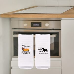 NEGIGA Dachshund Decor，Dachshund Gifts，Dachshund Gifts for Women，Dachshund，Kitchen Towels，Kitchen Towels and Dishcloths Sets，Towels Sets of 4