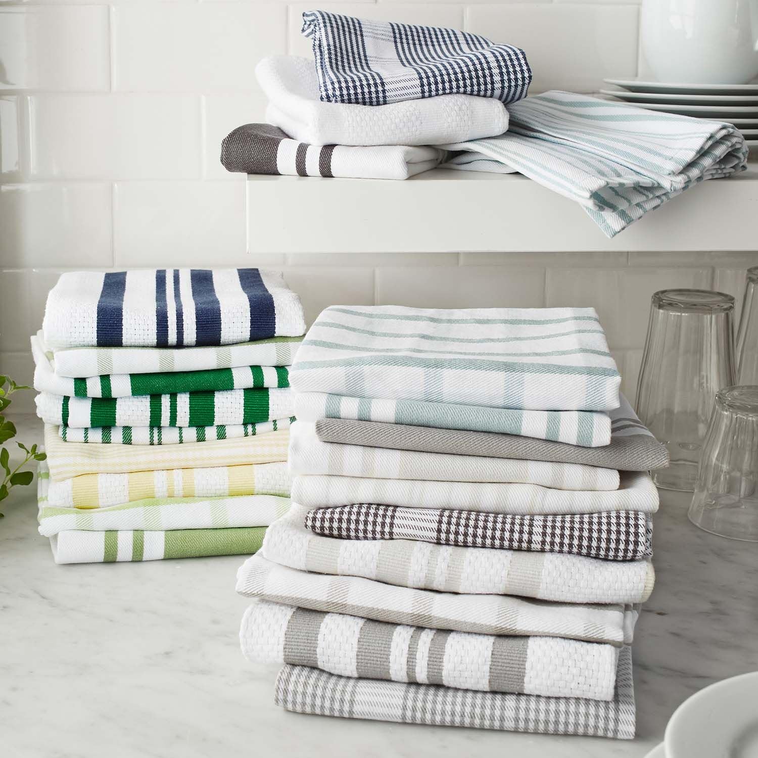 Sur La Table Striped Kitchen Towels, Set of 3, Sardine