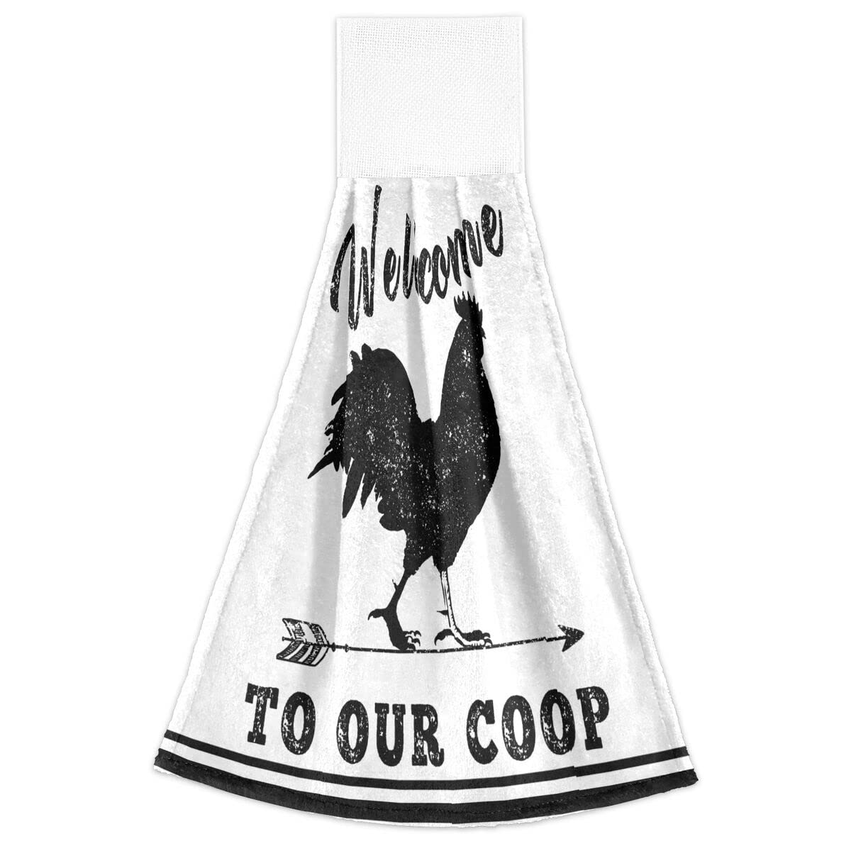 Giwawa Funny Rustic Rooster Hanging Kitchen Towels with Sayings Welcome to Our Coop Country Animal Dish Cloth Dry Towel Soft Absorbent Durable Tea Bar Towels for Bathroom Farmhouse Decor 12" x 17"