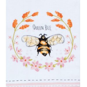 Kay Dee 2 Piece Honey Queen Bee Pink Floral Dish Towel Bundle