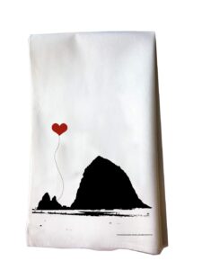 oregon coast haystack rock tea towel