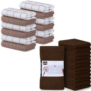 utopia towels bundle of 24 kitchen dish towels & bar mops - 12 pack tea towels - 12 pack bar towels - 100% ring spun cotton - soft, absorbent & multipurpose (brown)