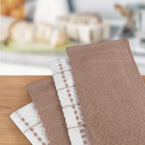 Utopia Towels Bundle of 24 Kitchen Dish Towels & Bar Mops - 12 Pack Tea Towels - 12 Pack Bar Towels - 100% Ring Spun Cotton - Soft, Absorbent & Multipurpose (Brown)