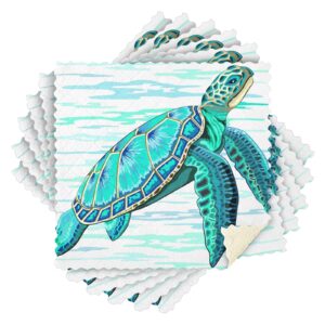 sea turtle turquoise teal kitchen dish cloths ocean sea life marine microfiber cleaning towels absorbent dishcloths fast drying washcloths for car window bathroom 11x11 inch pack of 6