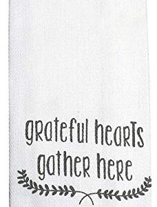 fillURbasket Cute Kitchen Towels Set Decorative Spring Dish Towels with Sayings Themed Inspirational Grateful Gray Teal Towels Kitchen Gift Set 16x28 100% Cotton