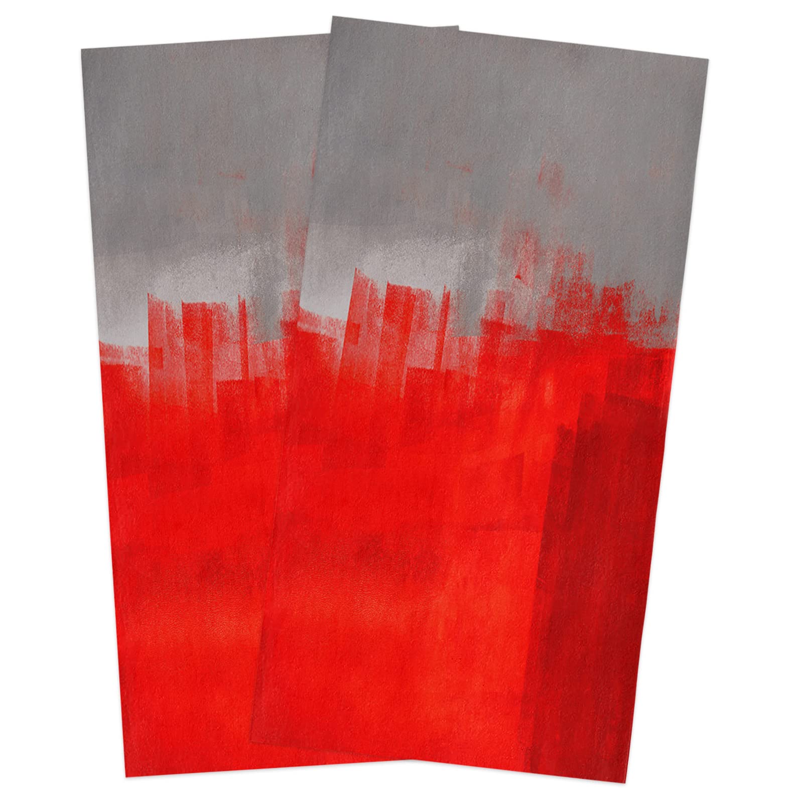 MACONAA Gray and Red Kitchen Towels Set of 2, Absorbent Dish Towel for Kitchen Microfiber Hand Dish Cloths for Drying and Cleaning Reusable Cleaning Cloths 18x28in Abstract Art Painting