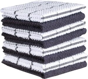 cotton terry kitchen dish cloths | set of 10 | 12 x 12 inches | super soft and absorbent |100% cotton dish rags | perfect for household and commercial uses | black