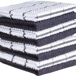 Cotton Terry Kitchen Dish Cloths | Set of 10 | 12 x 12 Inches | Super Soft and Absorbent |100% Cotton Dish Rags | Perfect for Household and Commercial Uses | Black