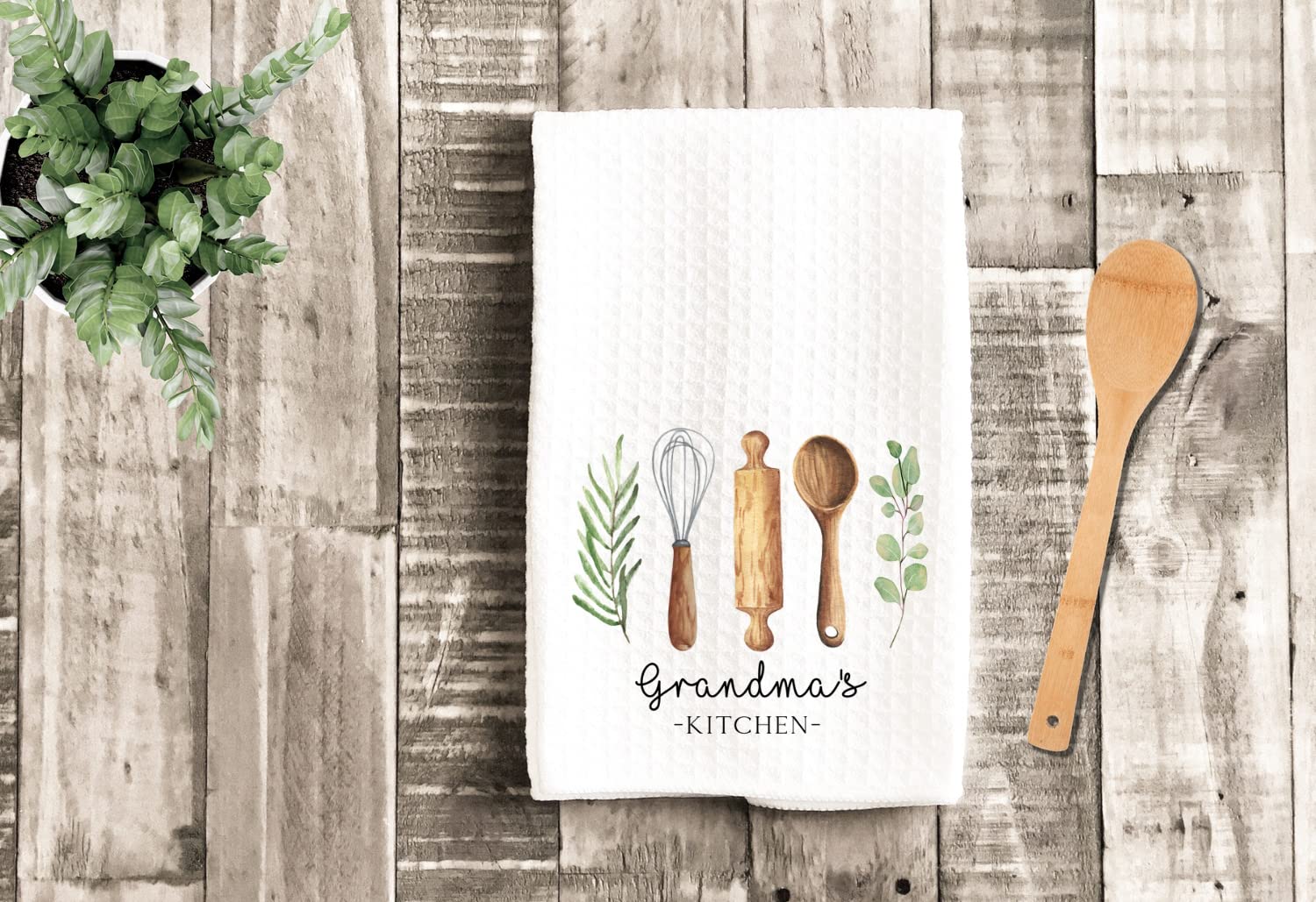 Personalized Kitchen Utensils Custom Kitchen Towel, Baker Waffle Weave Tea Towel, Housewarming Gift, Wedding Gift